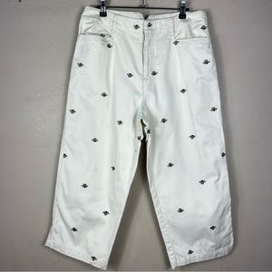 Vintage High Rise Straight Leg White Bee Pants